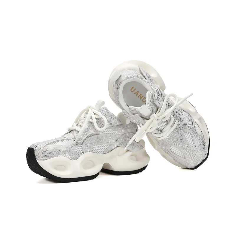 UanDi Cushioning Anti-Slip Wear-Resistant Breathable Height Increasing Low-Top Chunky Sneakers Women's-2