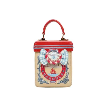 Vendula PU Crossbody One Shoulder Handbag Medium Size Women's Red & Beige