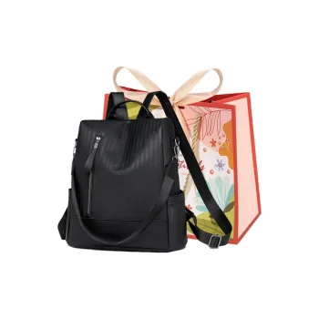 Cwatcun PU Backpack Unisex Black/Blue/Gray