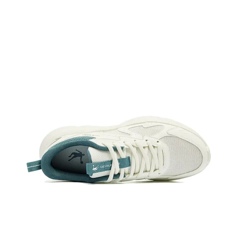 QIAODAN Cushioning, Wear Resistant Low Top Running Shoes Men's White Cyan-4