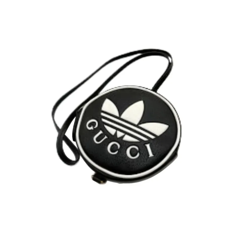 GUCCI Adidas Collaboration Leather Coin Purse Men's Black-2