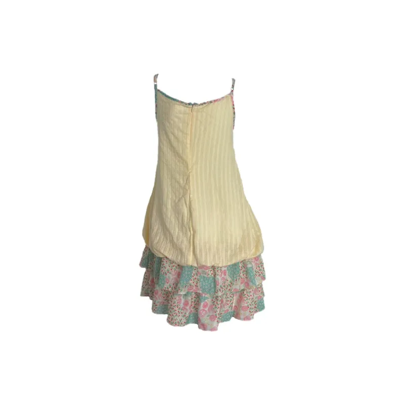 JUFU Slip Dresses Women's Yellow-1