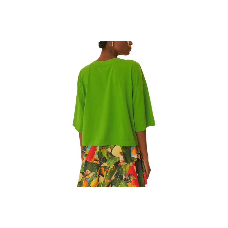 FARM RIO Logo Letter Print Crew Neck Casual Short-Sleeved T-Shirt T-Shirt Women's Green-0