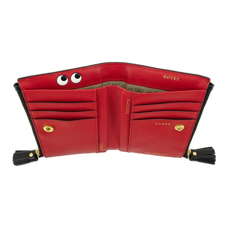Anya Hindmarch Goatskin Wallet Small Size Women's Black-3