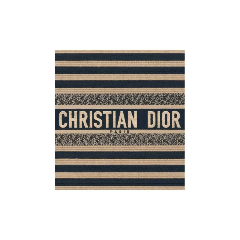 DIOR Embroidery Tote Bag Shopping Bag Handbag Medium Size Women's Natural Patchwork Denim Blue-3
