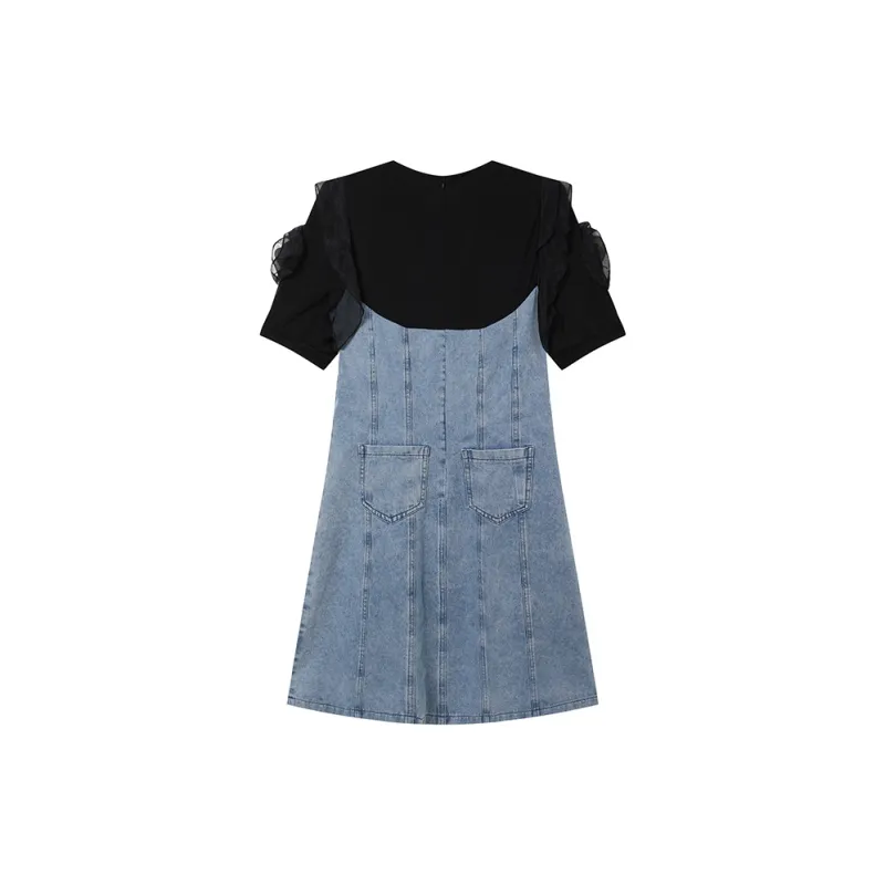 LOUISY AO Short Sleeved Dresses Women's Blue & Black-1