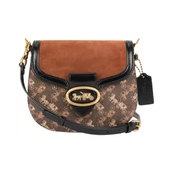 COACH Kat PVC Saddle Bag, Shoulder Bag, Crossbody Bag Women's Brass & Black
