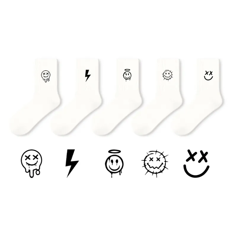 Primeet Mid Calf Socks Spring Summer Women's 5 Pack White-3