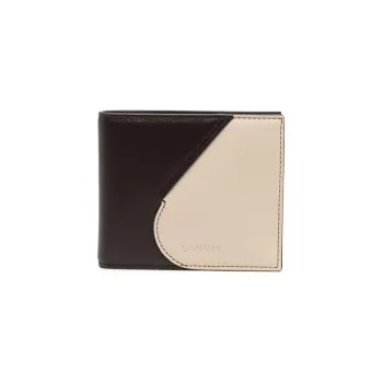 Lanvin Calfskin Card Holder, Wallet Men's Ivory With Chocolate