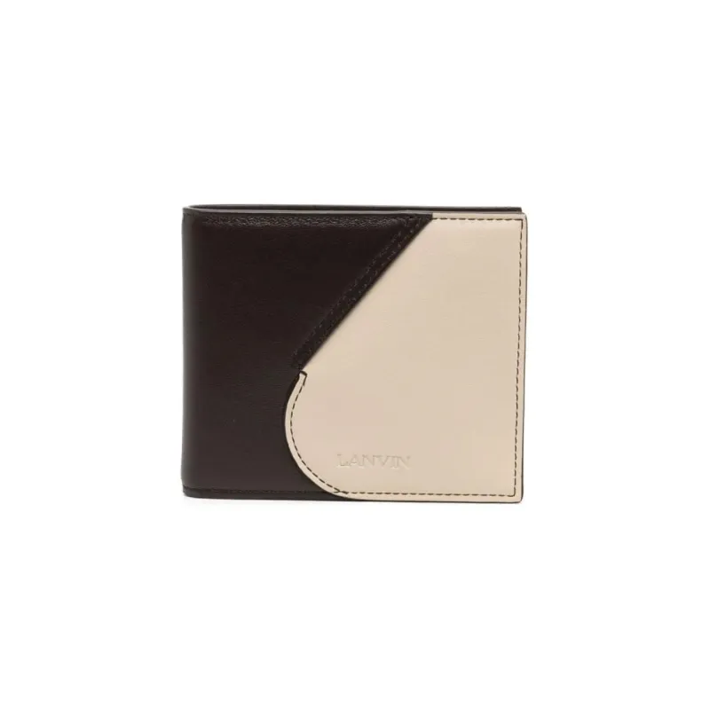 Lanvin Calfskin Card Holder, Wallet Men's Ivory With Chocolate-0