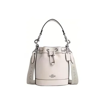 COACH Cow Leather Bucket Bag Handbag Shoulder Bag Crossbody Bag Mini Women's Silver & Chalk