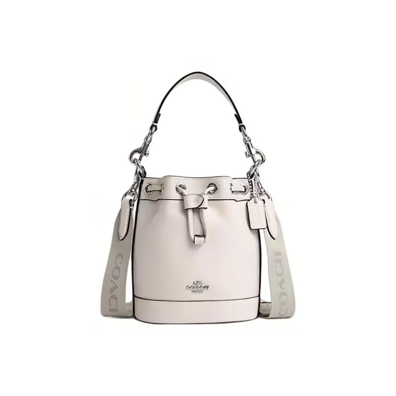 COACH Cow Leather Bucket Bag Handbag Shoulder Bag Crossbody Bag Mini Women's Silver & Chalk-0