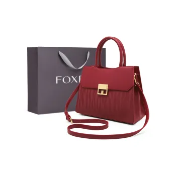 FOXER Cow Leather Elegant And Chic Shoulder Bag Fashionable Commute Crossbody Bag Large Size Women's Red