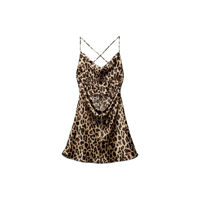 ZARA Slip Dress Women's Leopard Print-1