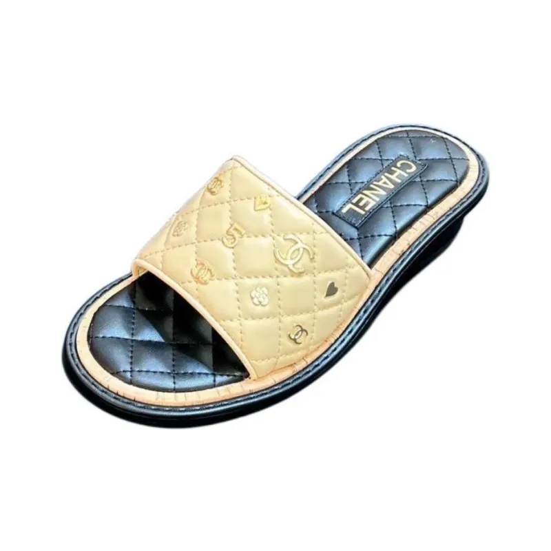 CHANEL Slide Slippers Women's Light Yellow-2