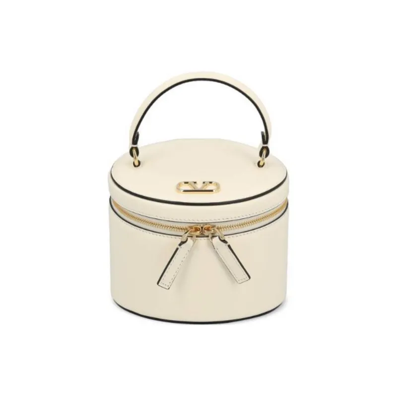 Valentino Calfskin Jewelry Box Makeup Bag Mini Women's White-0
