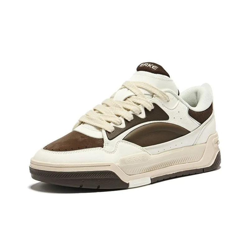 Erke Basi 2.0 Anti-Slip Wear-Resistant Low-Top Skateboard Shoes Men's Microcrystal White-2