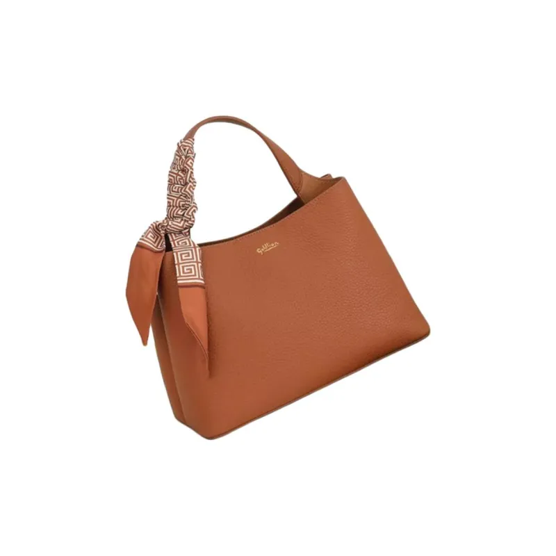 GOLDLION Cow Leather Portable Crossbody Bag, Shoulder Bag Trumpets Women's Brown Coffee/Ecru-2