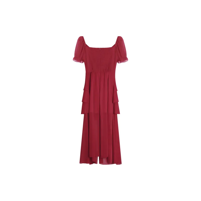 ANNIBUHUO Slip Dress Women's Red-3
