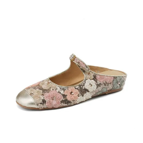Bai Shiting TPR Sole Sequins Abrasion-Resistant Slip-Resistant Wrap-toe Slippers Women's Gold