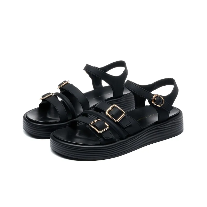 HLA Platform Roman Sandals For Women's French One Strap Commute Soft Sole Slippers-1