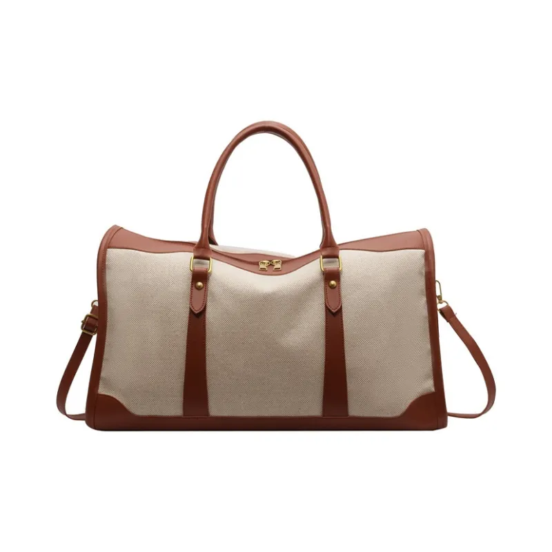 Jade En Plus Canvas Portable Crossbody Travel Bag Unisex Black/Brown-11