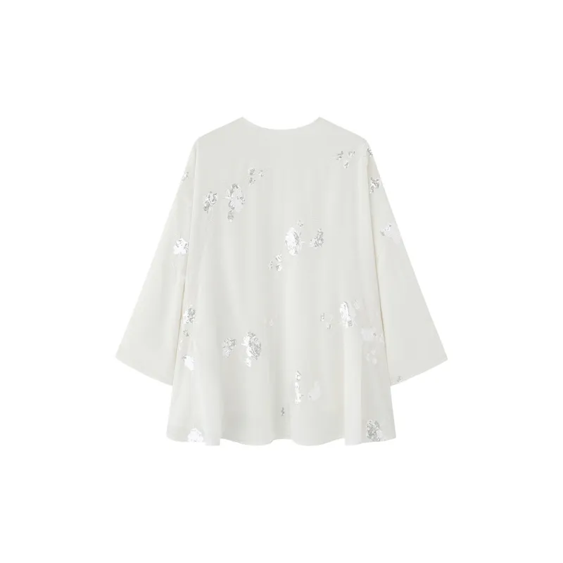 ZHOUMIAO Chiffon Shirts Women's Gardenia White-1