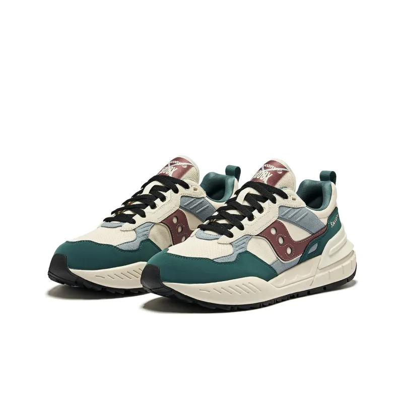 Saucony Shadow 5000 Anti-Slip Wear-Resistant Low-Top Running Shoes Unisex Beige Red-2