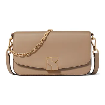 Kate Spade Smooth Leather Handbag, Shoulder Bag Medium Size Women's Taupe