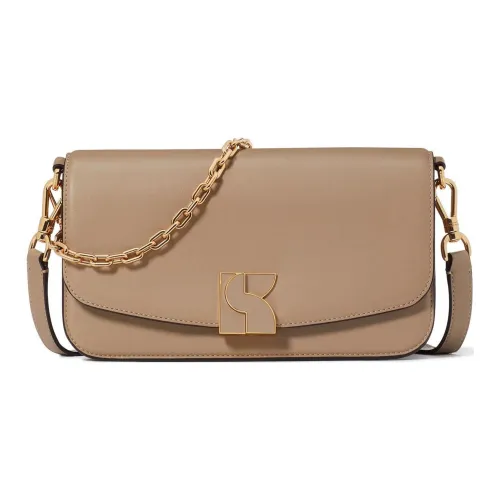Kate Spade Smooth Leather Handbag, Shoulder Bag Medium Size Women's Taupe
