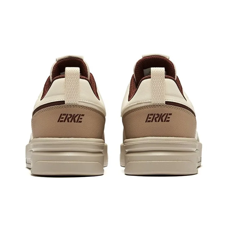 Erke Cool Play 2.0 Anti-Slip Wear-Resistant Low-Top Skateboard Shoes Men's Egg Cream Grayish Brown-3