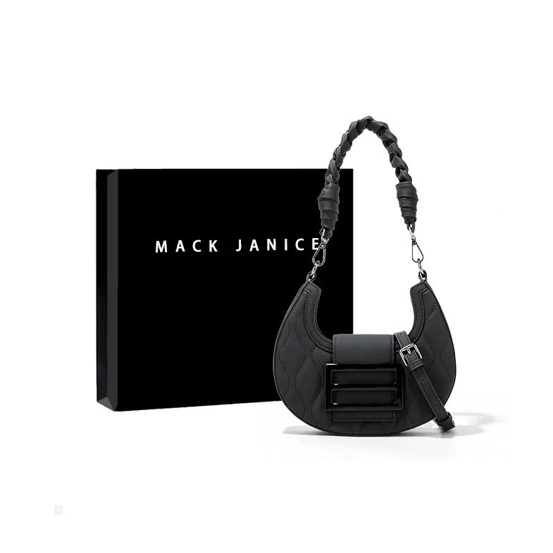 MACKJANICE Polyurethane With Synthetic Leather Shoulder Bag Women's Black-0