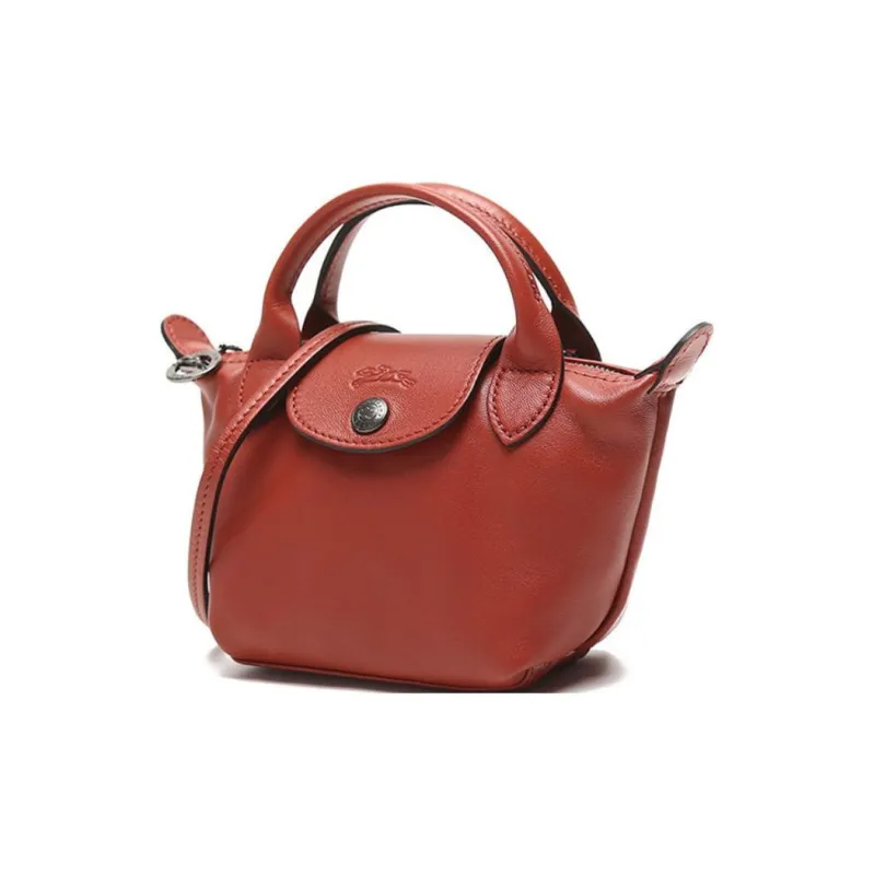 LONGCHAMP Le Pliage Cuir Sheepskin Handbag Shoulder Bag Crossbody Bag Medium Size Women's Russet-2