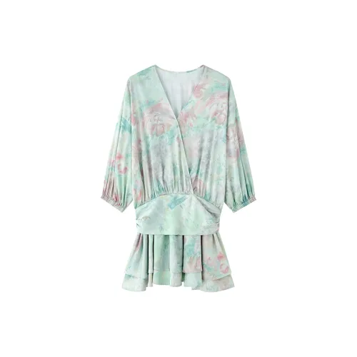 ZHOUMIAO Long-Sleeved Dresses Women's Green Wonderland