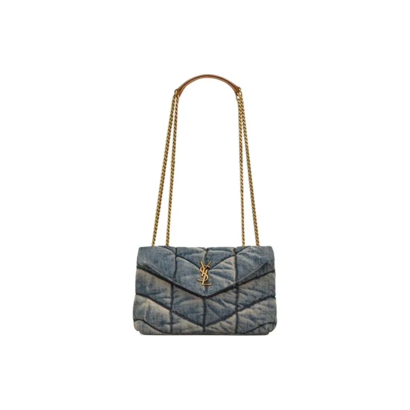 SAINT LAURENT Denim Portable Crossbody Bag Shoulder Bag Women's Denim Blue-0