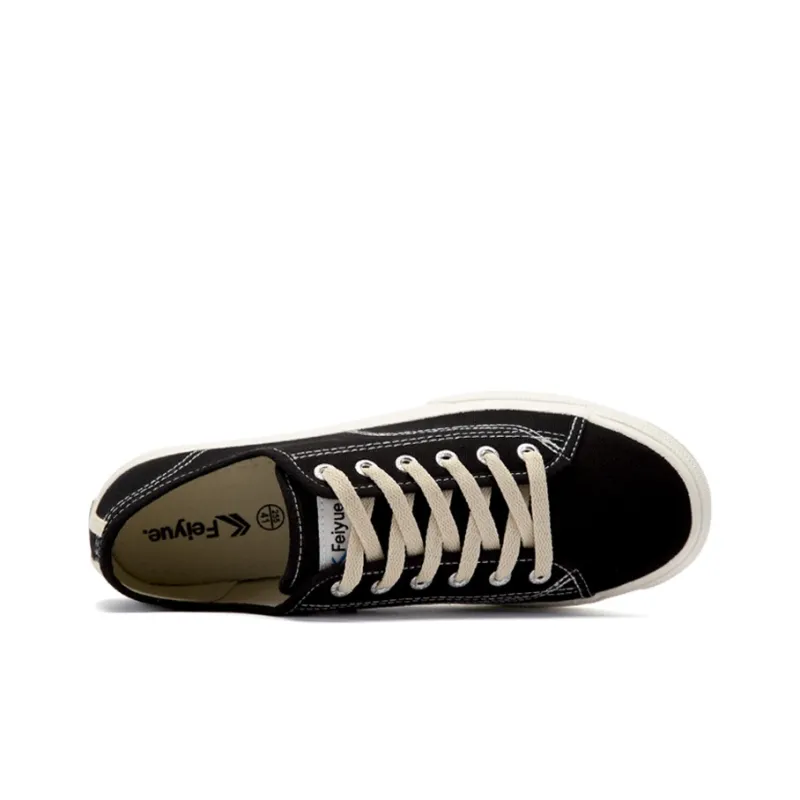 Dafu Leaps Forward Anti Slip Wear Resistant Breathable Lightweight Low Top Canvas Shoes Unisex Black-4