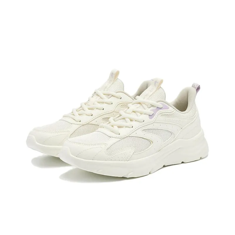 QIAODAN Cushioning, Wear Resistant Low Top Running Shoes Women's White Purple-2