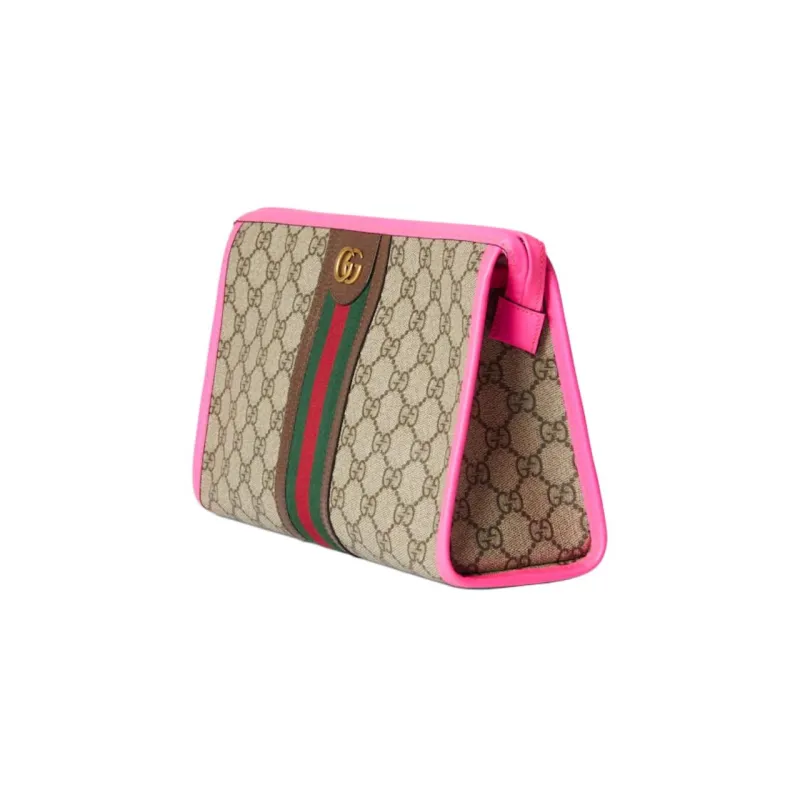 GUCCI Ophidia Canvas Bag, Toiletry Bag, Clutch Unisex Beige & Ebony-1