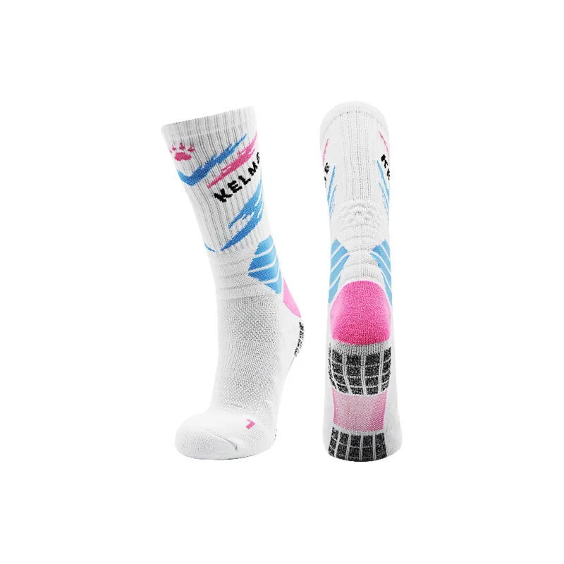 KELME Basketball Socks Unisex 3 Pack Black, White Blue, White Gray, White Green-8