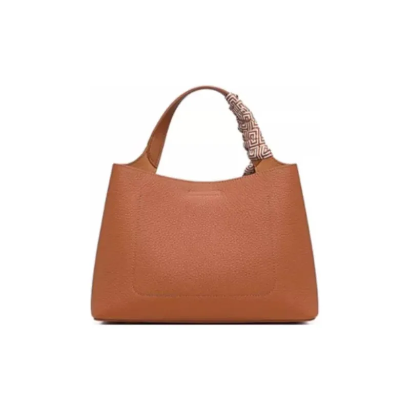 GOLDLION Cow Leather Portable Crossbody Bag, Shoulder Bag Trumpets Women's Brown Coffee/Ecru-3