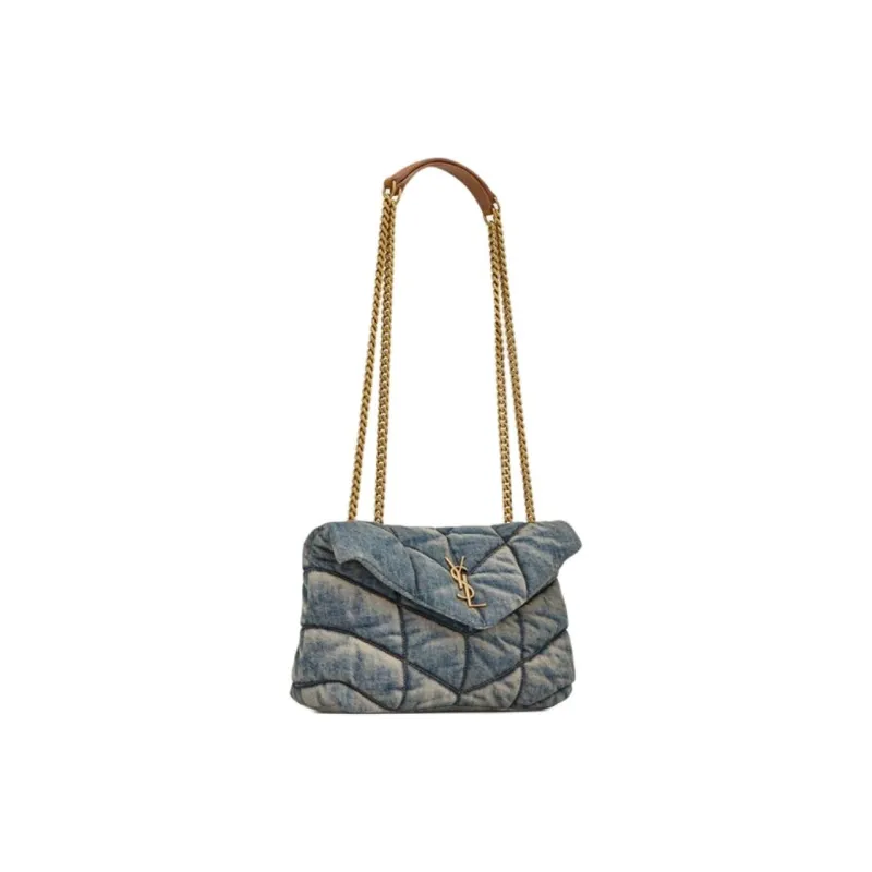 SAINT LAURENT Denim Portable Crossbody Bag Shoulder Bag Women's Denim Blue-1