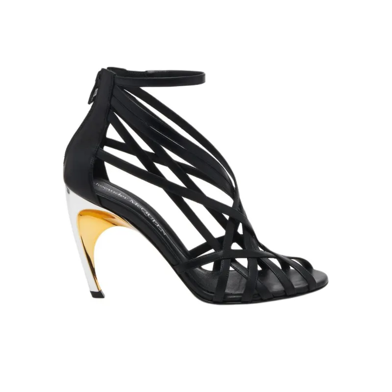 Alexander McQueen Armadillo Strap Sandals 9.5cm Women's Black-1