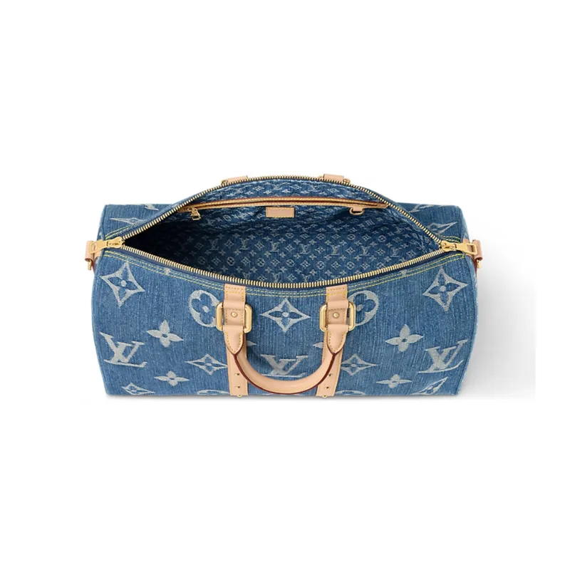 LOUIS VUITTON Keepall Bandouliere 45 Monogram Denim Blue-3