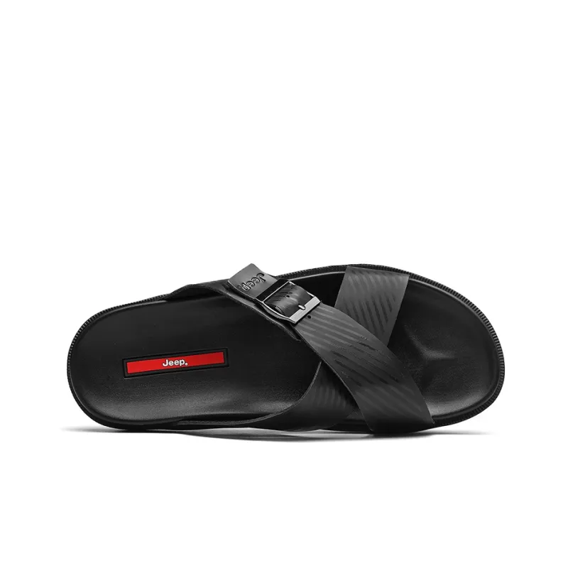 Jeep Slide Slippers Men Black/Dark Brown-2