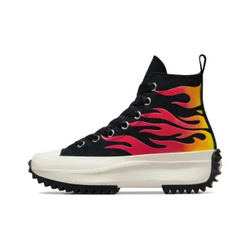 Converse Run Star Hike Slip Resistant Height Increasing High Top Canvas Shoes Unisex Black White Red