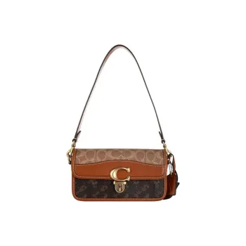 COACH Artificial Leather Shoulder Bag Crossbody Bag Handbag Small Size Women's Brown