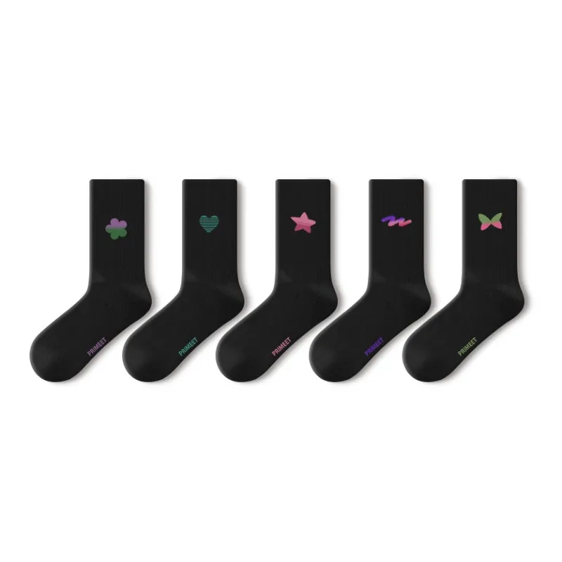 Primeet Mid Calf Socks Spring Summer Women's 5 Pack White-28
