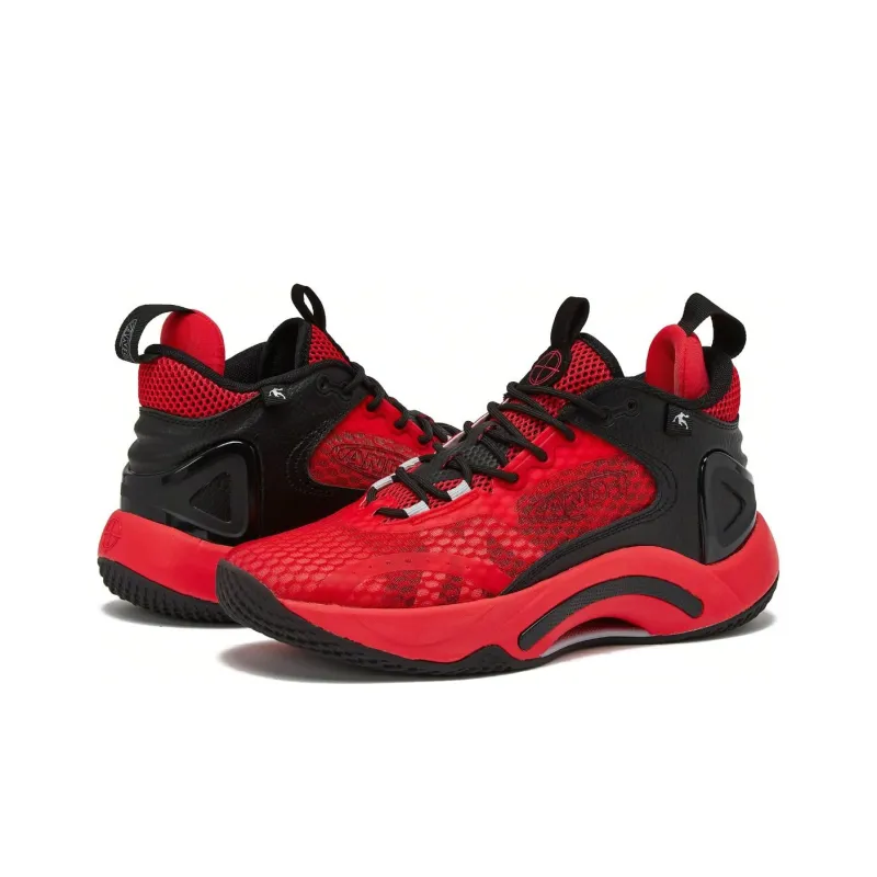 AND1 Cushioning Anti-Slip And Wear-Resistant Breathable Support Mid-Top Basketball Shoes Unisex Red-3