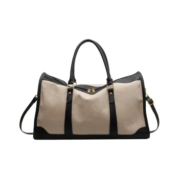 Jade En Plus Canvas Portable Crossbody Travel Bag Unisex Black/Brown