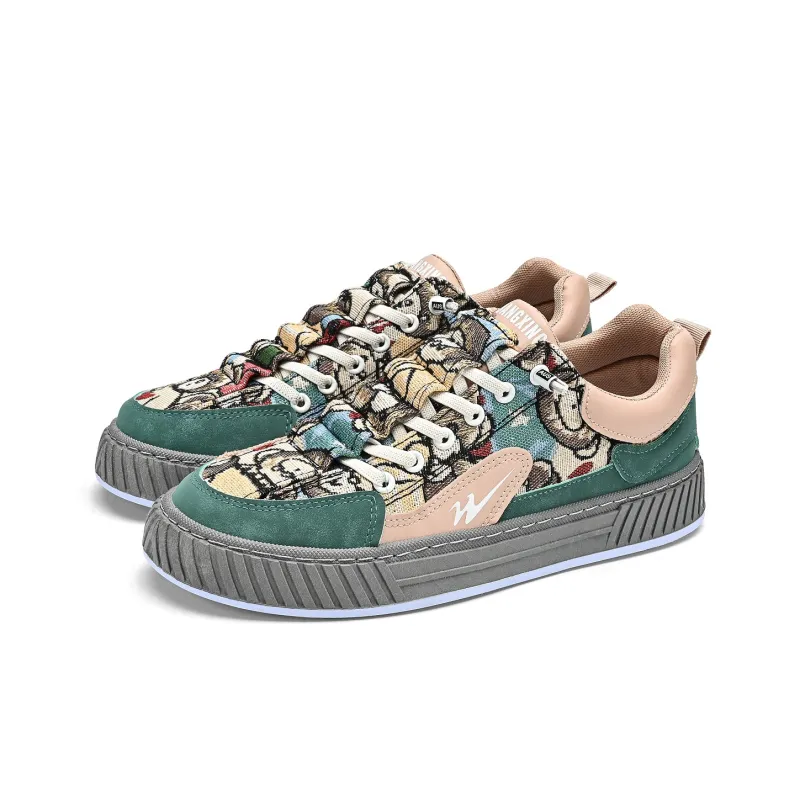 Binary Low Top Skateboard Shoes Men's Green-2